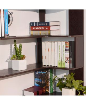 90cm Freestanding Corner Bookshelf with Anti-Tip Device