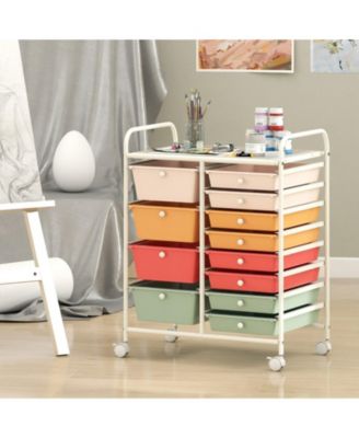 12-Drawer Rolling Organizer Cart with 4 Large and 8 Medium PP Drawers