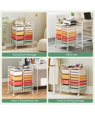 12-Drawer Rolling Organizer Cart with 4 Large and 8 Medium PP Drawers