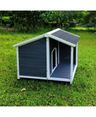 Outdoor Dog House, Wooden Weatherproof Kennel with Asphalt Roof and Raised Floor