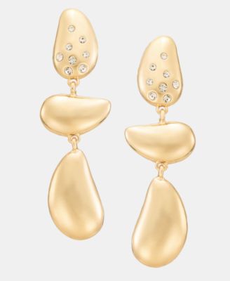 Pav&eacute; Tear-Shape Triple Drop Earrings