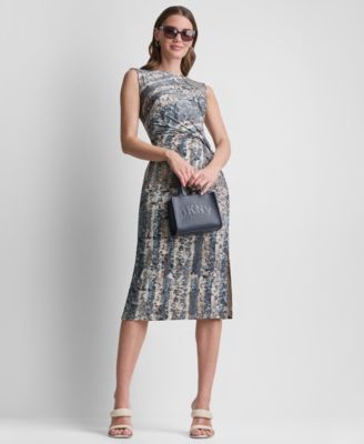 knee length dresses for ladies Maddie Side-Knot Midi Dress – Angela Woods Interiors main image 1