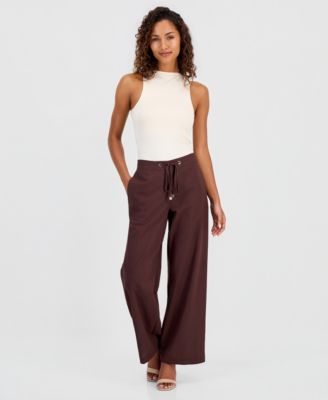 Women's Cotton & Linen Drawstring Pull-On Pants