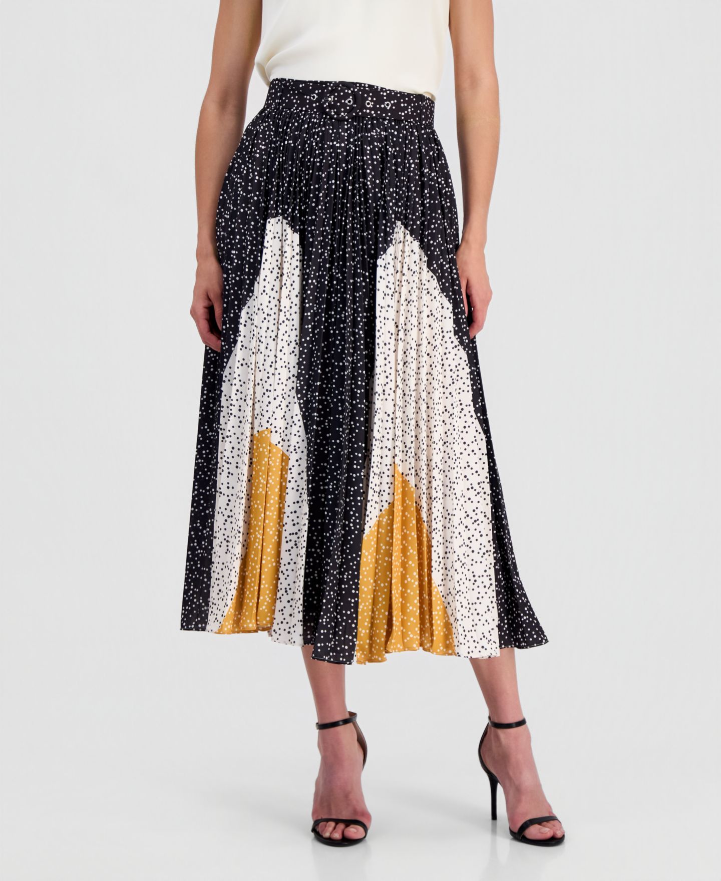 Женская юбка T Tahari Belted Pleat, цвет: Dotted Wave — фото 2