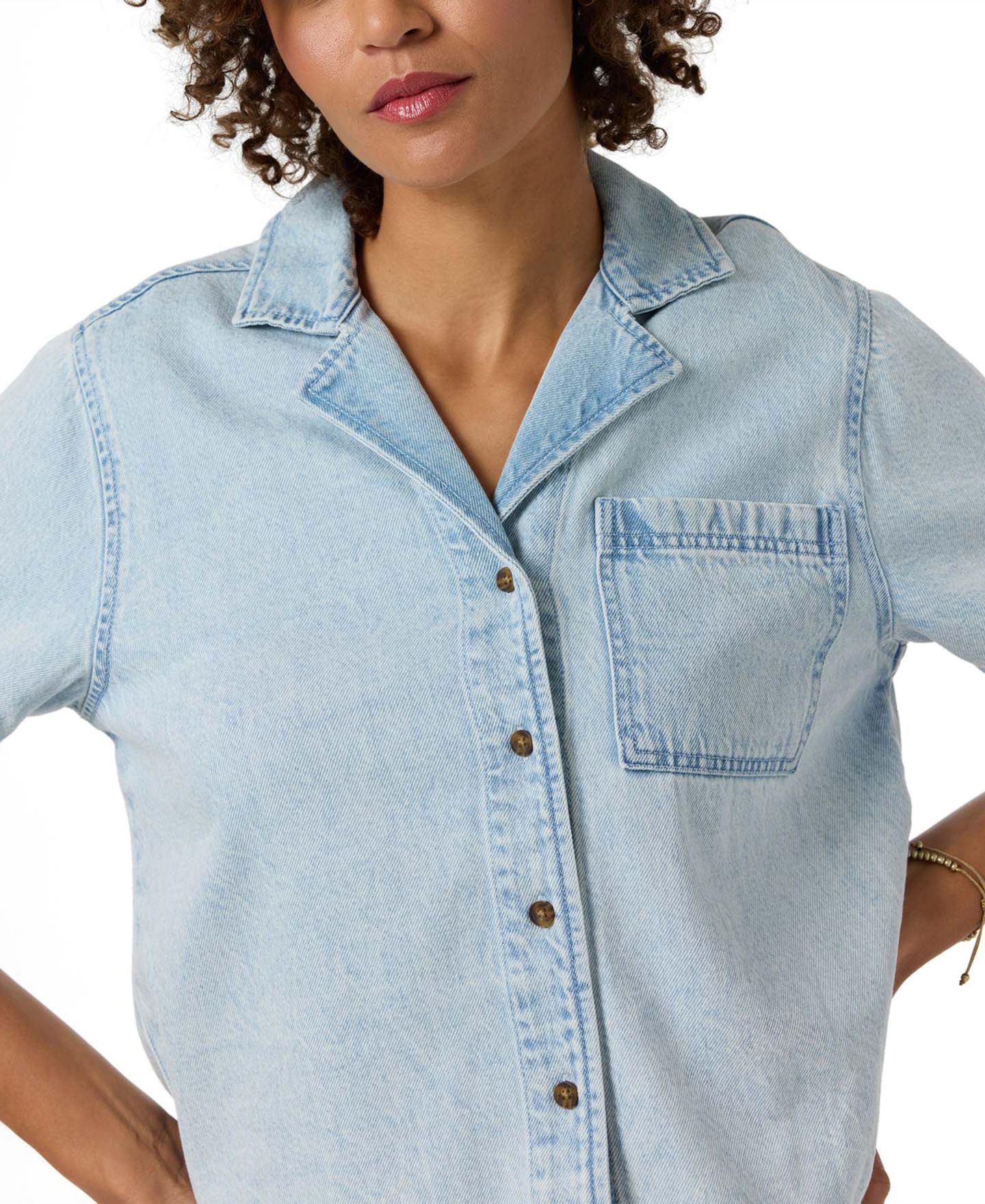 Женская рубашка O'Neill Og Channing Short-Sleeve Cotton Denim, цвет: Индиго — фото 4