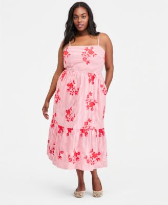Trendy Plus Size Embroidered Midi Dress