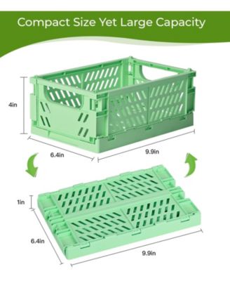 4Pack Plastic Storage Baskets Collapsible Crates Organizing Mini Bins