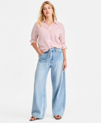 Women's High-Rise Wide-Leg Soft Denim Jeans, Regular & Short