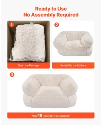 Fluffy Plush Bean Bag Chair with Armrests, High-Density Foam Filling