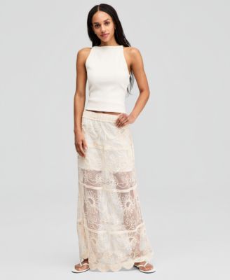 Women's Soutache Mesh Maxi Skirt