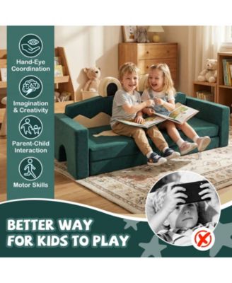 Modular Kids Play Couch with Velvet Cover for Creative Play