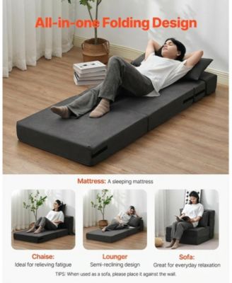 3-in-1 Convertible Folding Sofa Bed with 25D Memory Foam and Washable Cover