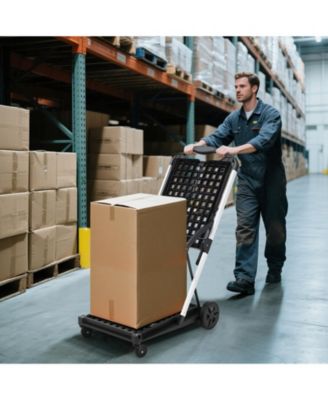 Collapsible Rolling Grocery Cart w/ Removable Basket and 360degree(s) Swivel Wheels, Lightweight Folding Utility Cart for Shopping and Office