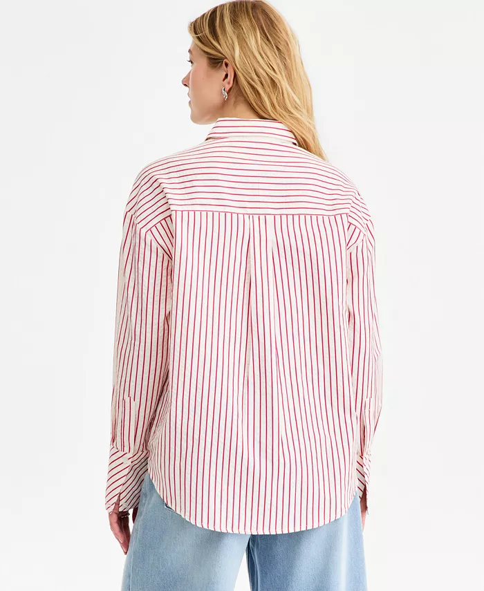 Women's Textured Seersucker Striped Button-Front Shirt - thumbnail 3