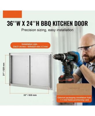 36W 24H Double BBQ Access Door for BBQ Island Grilling