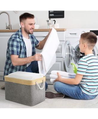 3pack Storage Bins Canvas Basket Organizer with Handles Gift Basket