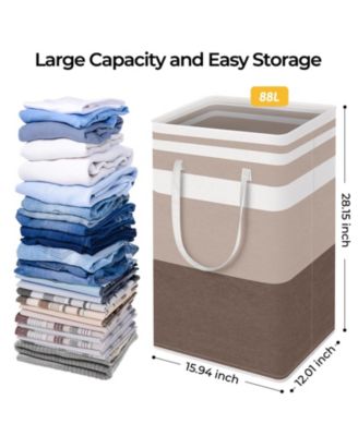 2PC Laundry Hamper Waterproof Collapsible Tall Clothes With Handles Gift Basket