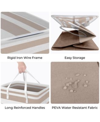 2PC Laundry Hamper Waterproof Collapsible Tall Clothes With Handles Gift Basket