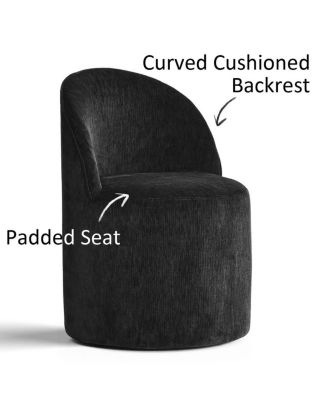 Set of 2 Chenille Swivel Accent Chairs with Casters, Barrel Chair
