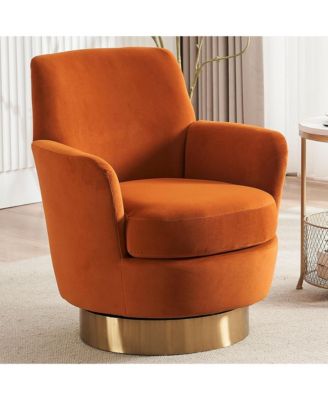 360degree(s) Swivel Barrel Chair, Velvet Upholstered Round Accent Chair with Stainless Steel Base for Living Room, Read Room - (1Piece).