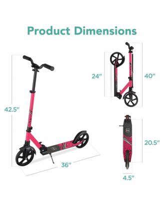 Kids Height Adjustable Kick Scooter w/ Carrying Strap, Non-Slip Deck, Kickstand