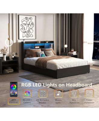 Frame with 4 Storage Drawers Full Bed Frame with Headboard and Storage Shelf