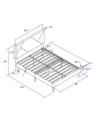 Upholstered Platform Bed Frame with Headboard, Strong Wood Slat Support