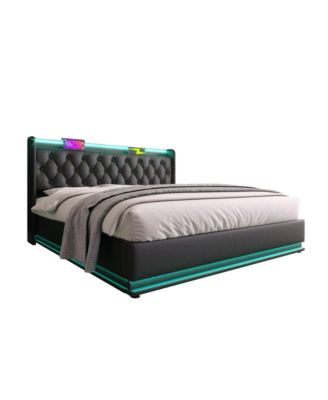 Upholstered bed, 360 surround LED function, Buttons/Apps/Remote Control
