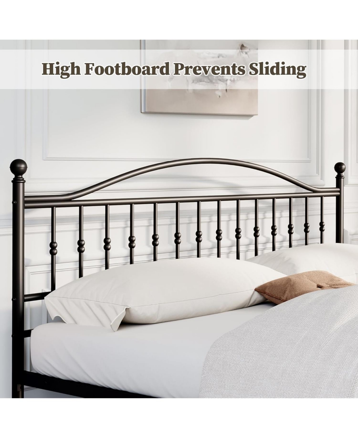 gaomon Metal Platform Bed Frame with Graphic Headboard and Under Bed Storage