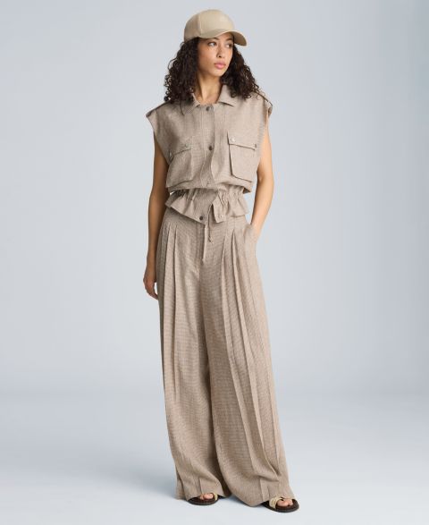 Женские жилеты Kenneth Cole Women's Houndstooth Relaxed-Fit Linen Blend Vest