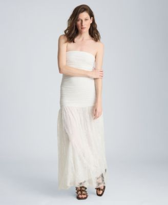 Women's Strapless Mesh Maxi Dress