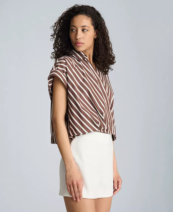 Women's Cotton Striped Collared Neck Top - thumbnail 5