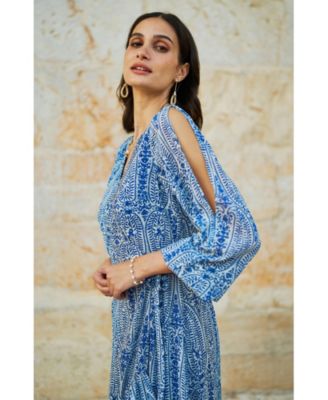 Women's Paisley Dipped Hemline Midi Dress