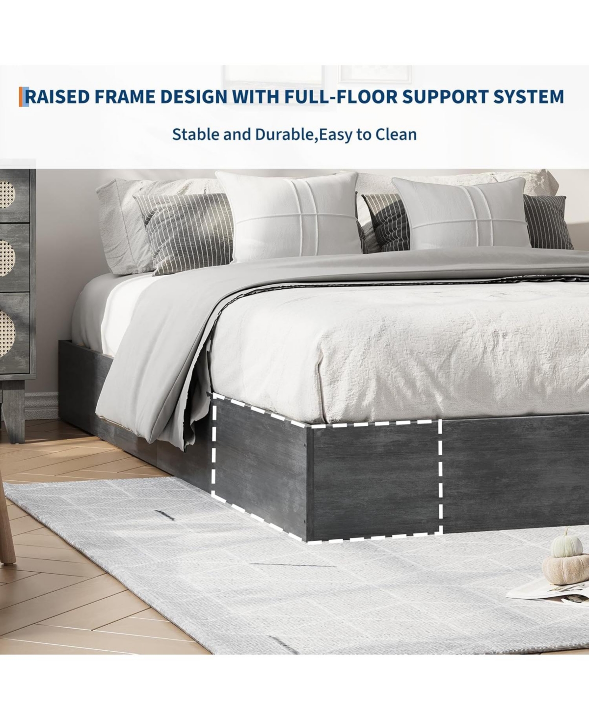 gaomon Platform Bed Frame with Wooden Slats, Floor-Standing Design