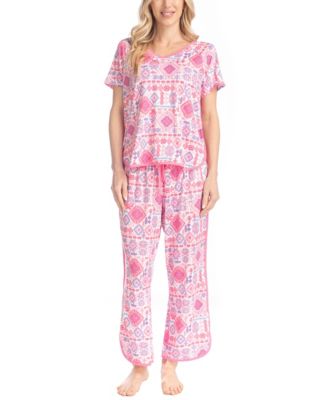 Women's Artistic Garden V-Neck Top and Ankle Pants