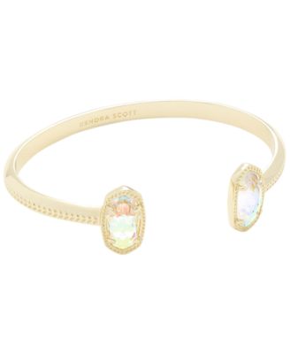 Glass Crystal Stone 14k Gold-Plated Over Brass Elton Link Cuff Bracelet