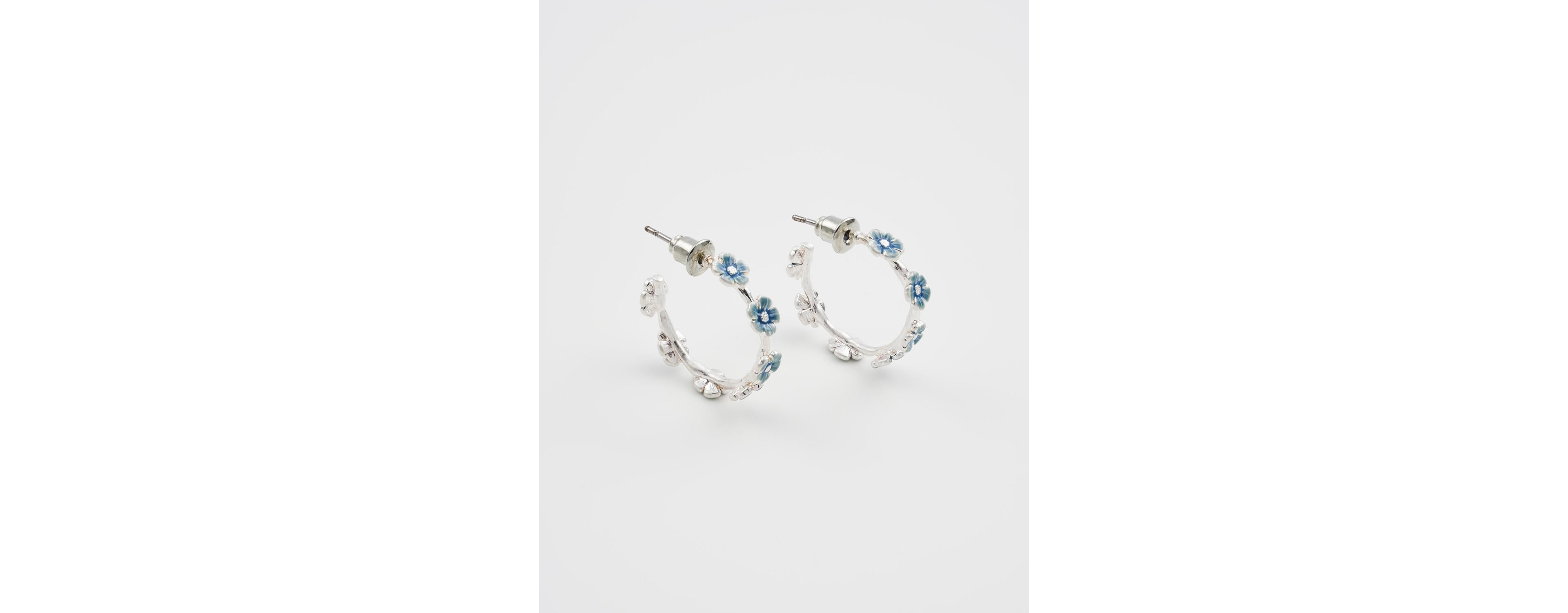 Fable England Forget-Me-Not Stud Hoop Earrings