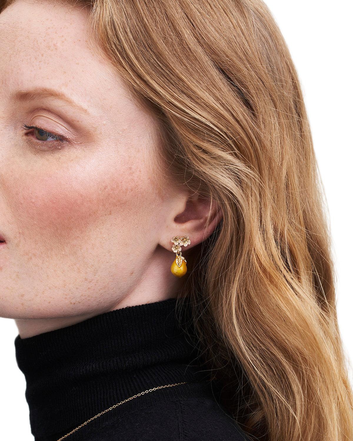 Fable England Golden Pear Drop Gold Earrings