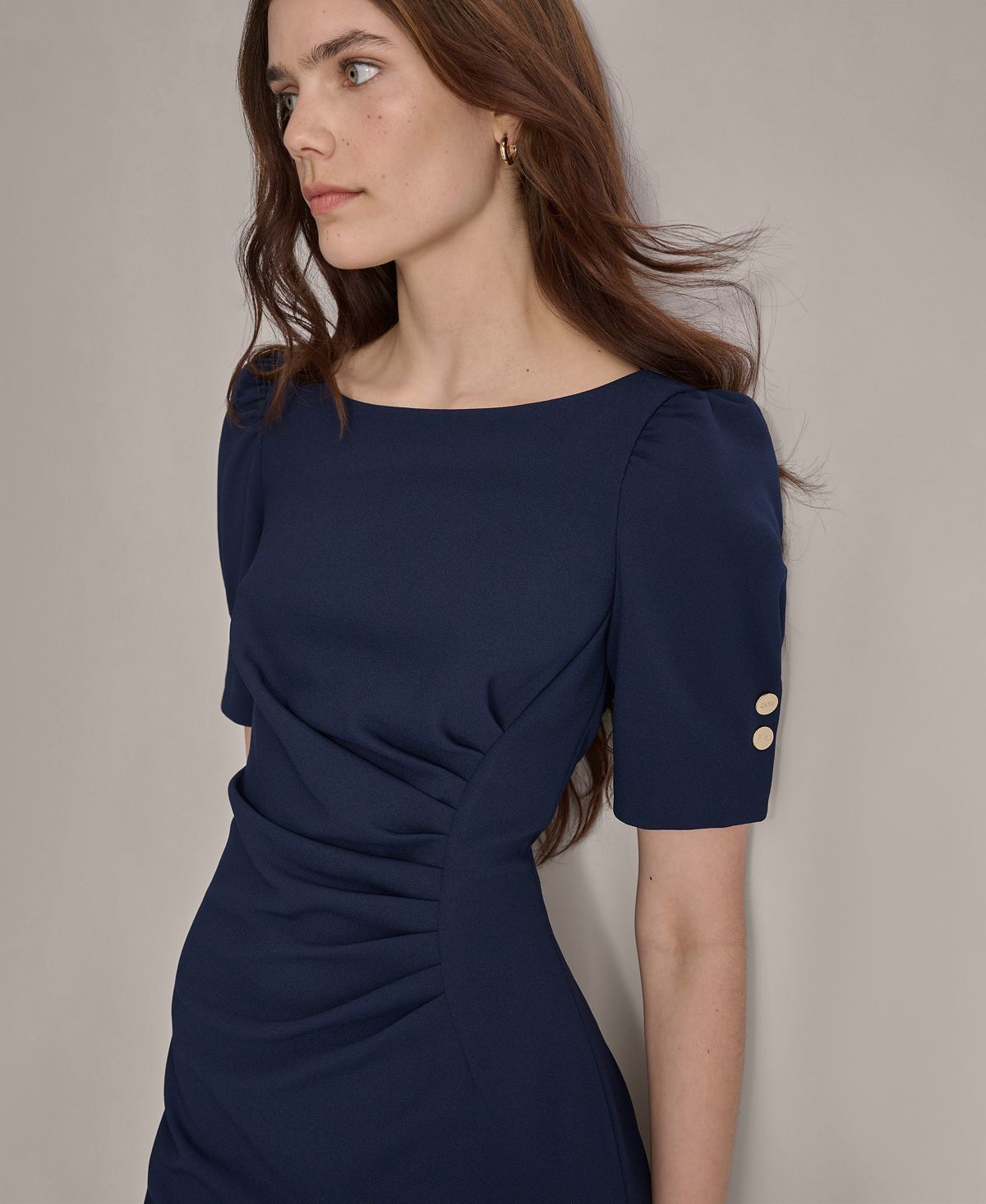 DKNY Petite Ruched Jewel Neck Sheath Dress view 5 — MAYCSS fashion products