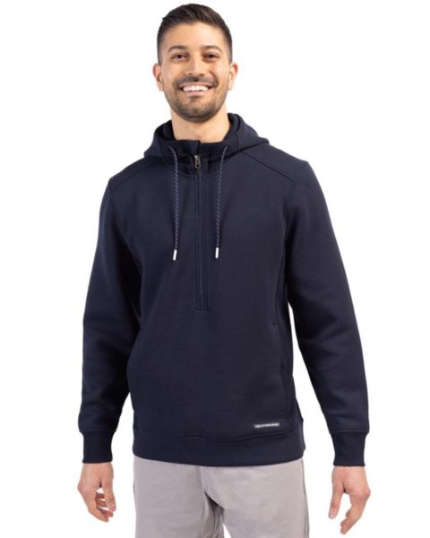 Мужской свитер Cutter & Buck Roam Half Zip Long Sleeve Hooded Pullover, цвет: Тёмно-синий