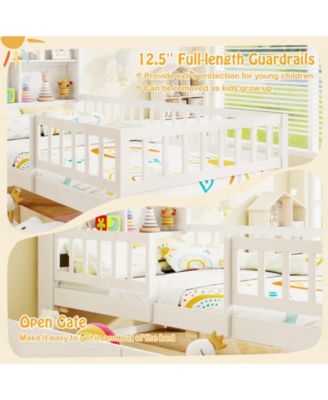 House Bed Kids Montessori Bed with House-Shaped Storage Headboard