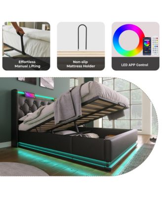 Queen Upholstered 360 Surround LED Light App & Remote Control Platform Bed Frame