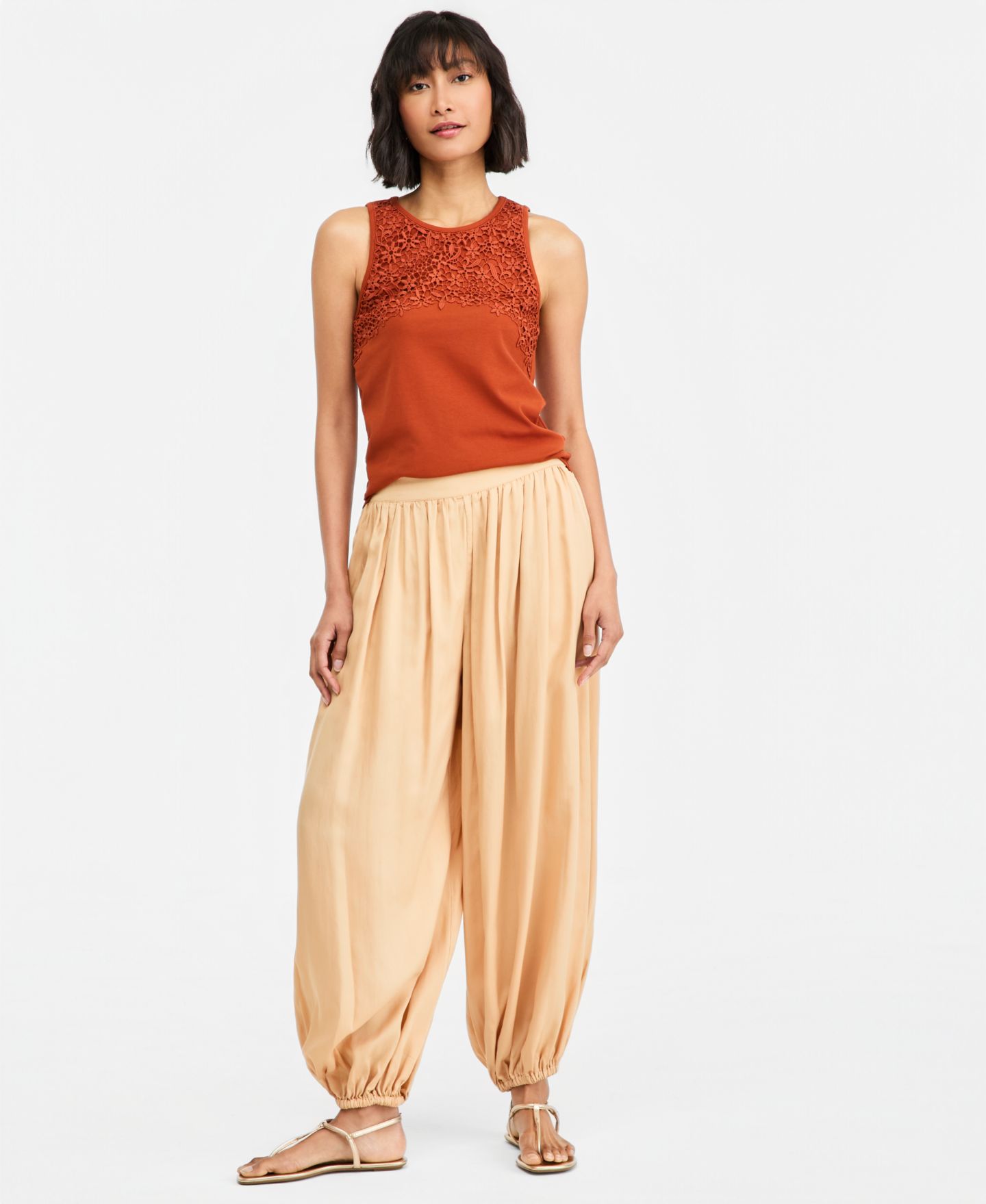 Женский топ On 34th High-Neck Sleeveless Lace-Trim Tank Top, цвет: Deep Henna — фото 3