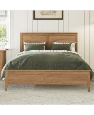 Modern Solid Wood King Size Platform Bed with Sturdy Wooden Slats Support