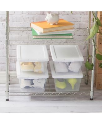 6 Qt Storage Box, Stackable Plastic Container, Home Organizer, 12 Pack