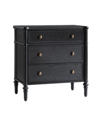 Kaybri Transitional 28"W 3-Drawer Fluted Solid End Table with Built-in Power Outlets