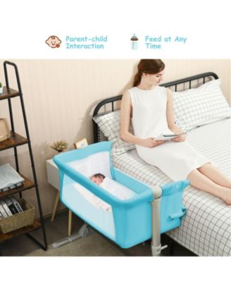 Baby Portable Bedside Bassinet Sleeper with 4 Adjustable Heights and Carrying Bag