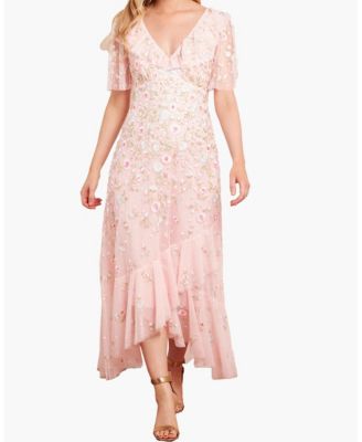 Women's Ethereal Blooms Frill Ankle Gown