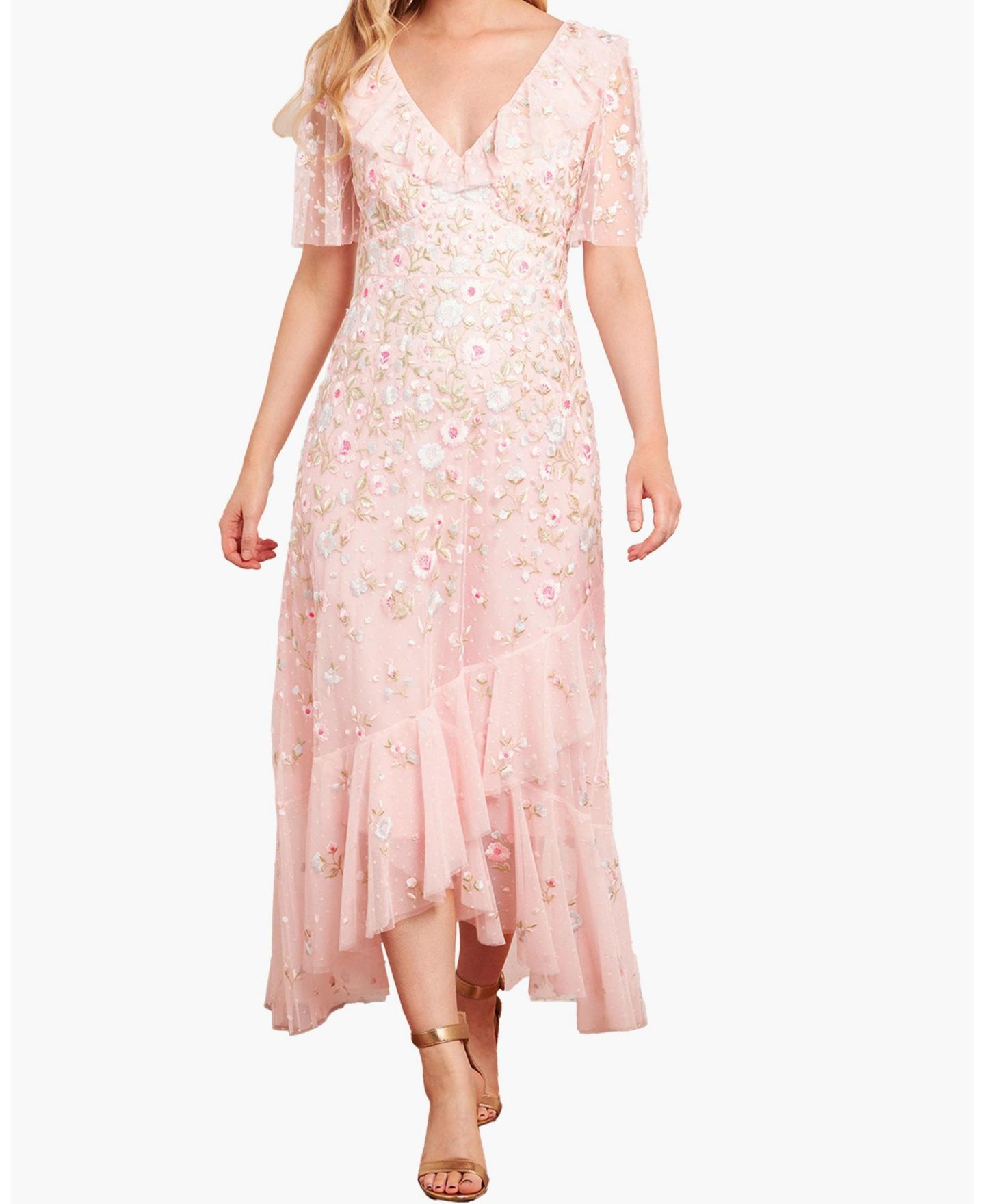 Женское платье Needle & Thread Ethereal Blooms Frill Ankle Gown, цвет: Seashell / Разноцветный — фото 7