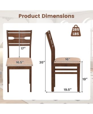 Padded Dining Chairs Set of 2 with Rubber Wood Frame and Polyester Cushion